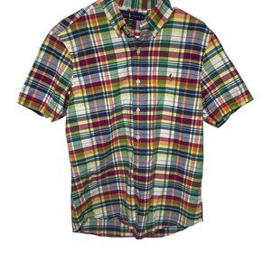 Polo Ralph Lauren Indian Madras Button Down Shirt Mens M Short Sleeve Untuck Fit